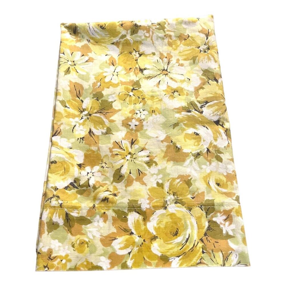Vintage Yellow Floral Yellow Crisp Springmaid Marvelaire Pillowcase EUC‎